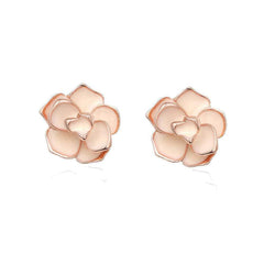 Rose Floral 3D Vintage Earrings Pink / Clip On