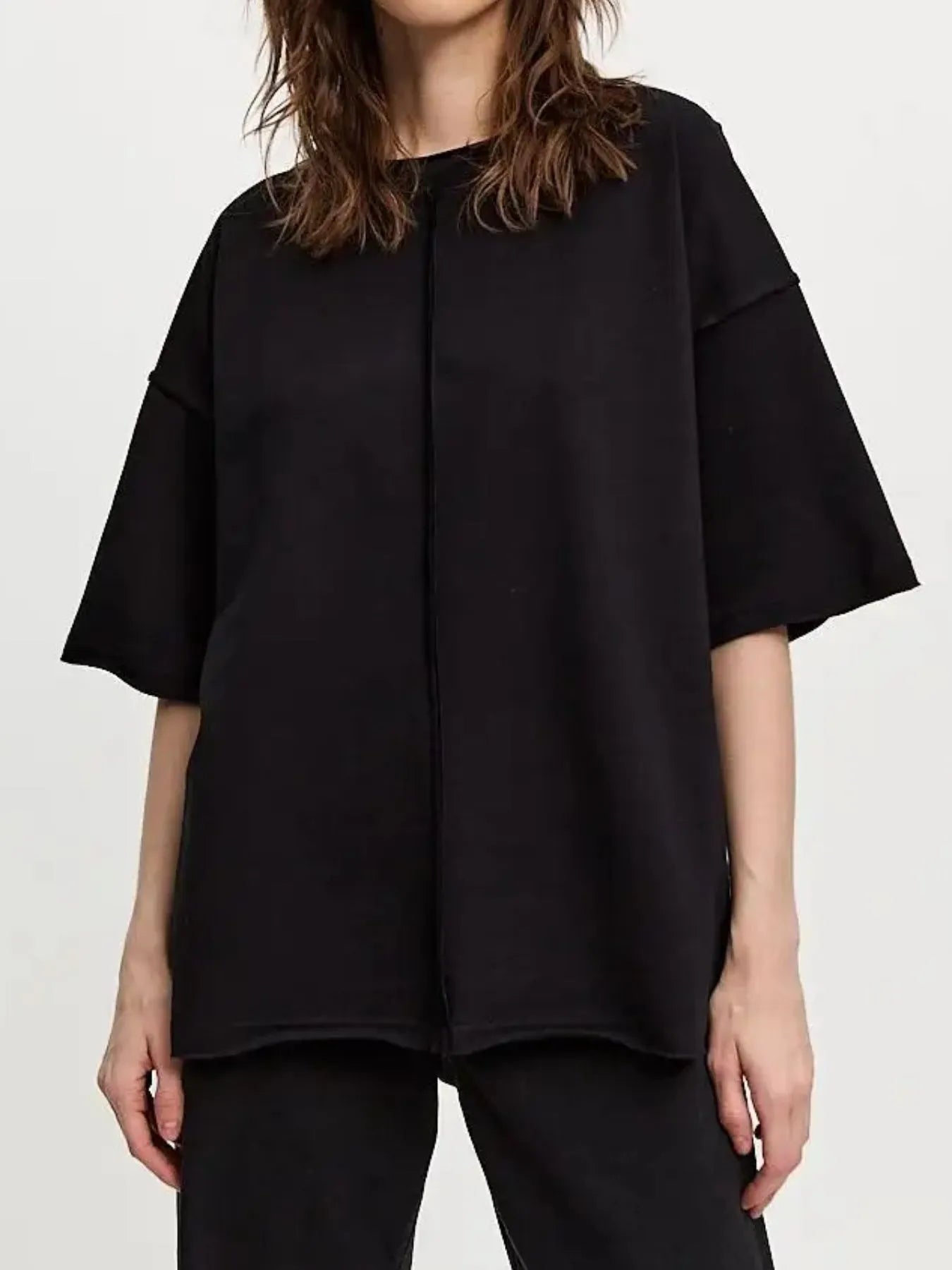 Round Neck Half Sleeve T-Shirt Black / S