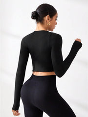 Round Neck Long Sleeve Active T-Shirt