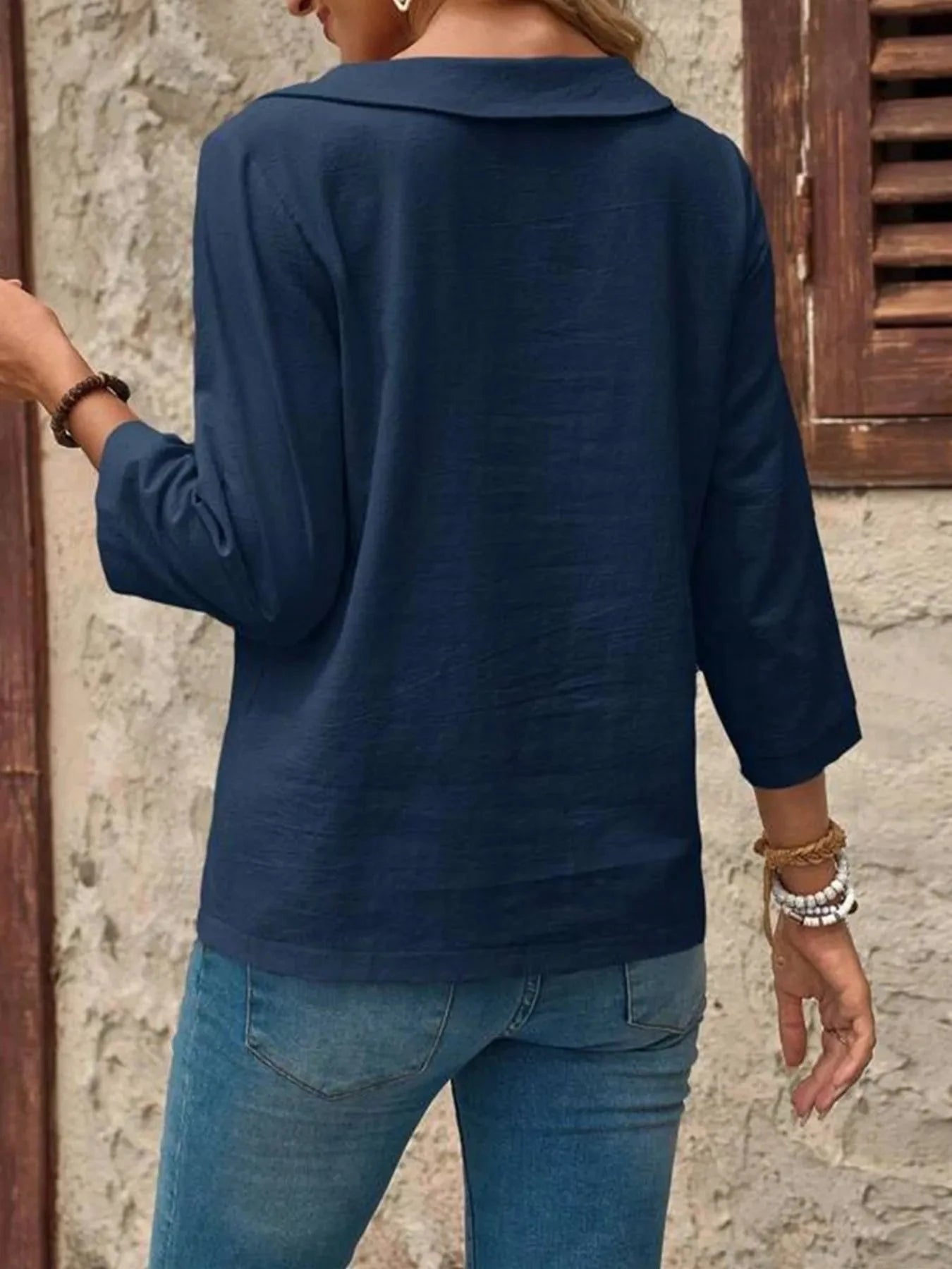 Round Neck Long Sleeve Blouse