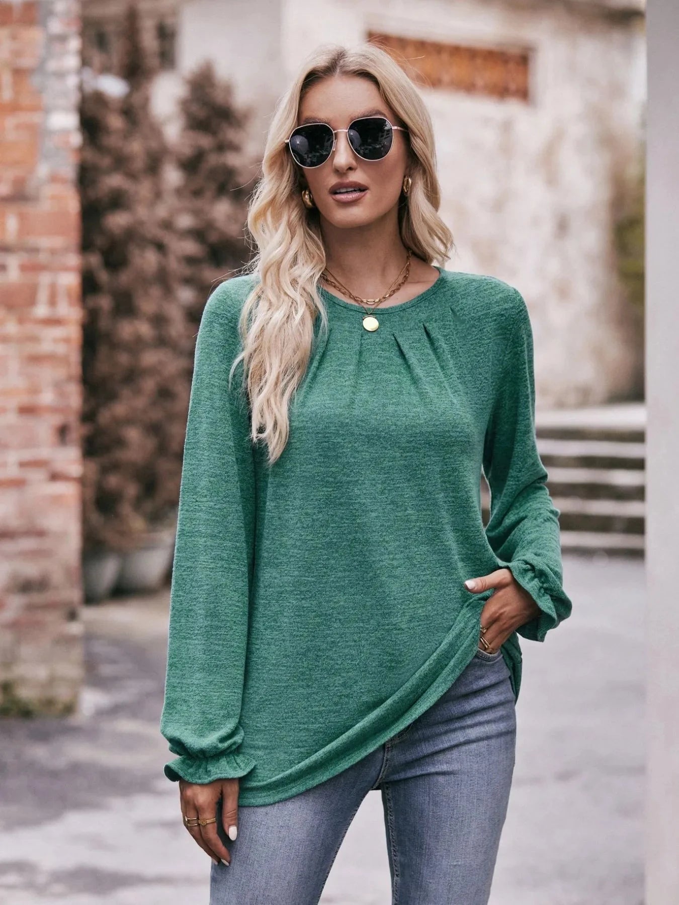 Round Neck Long Sleeve Casual T-Shirt