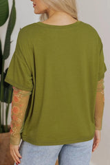 Round Neck Mesh Long Sleeve T-Shirt