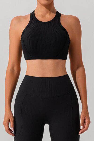 Round Neck Racerback Active Tank Black / S