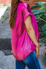 Round Neck Short Sleeve Casual Blouse