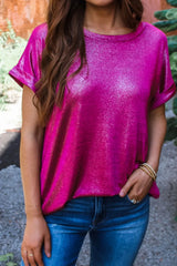 Round Neck Short Sleeve Casual Blouse