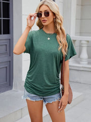 Round Neck Short Sleeve T-Shirt Dark Green / S