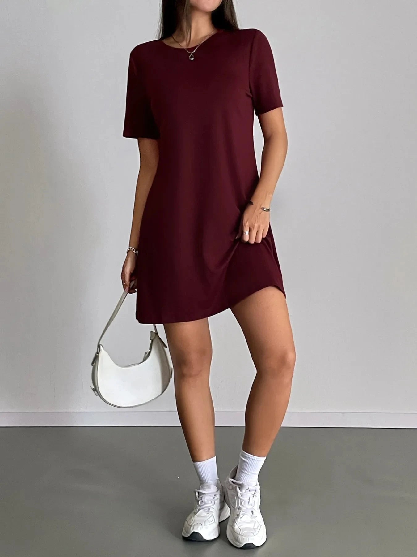 Round Neck Short Sleeve T-Shirt Dress