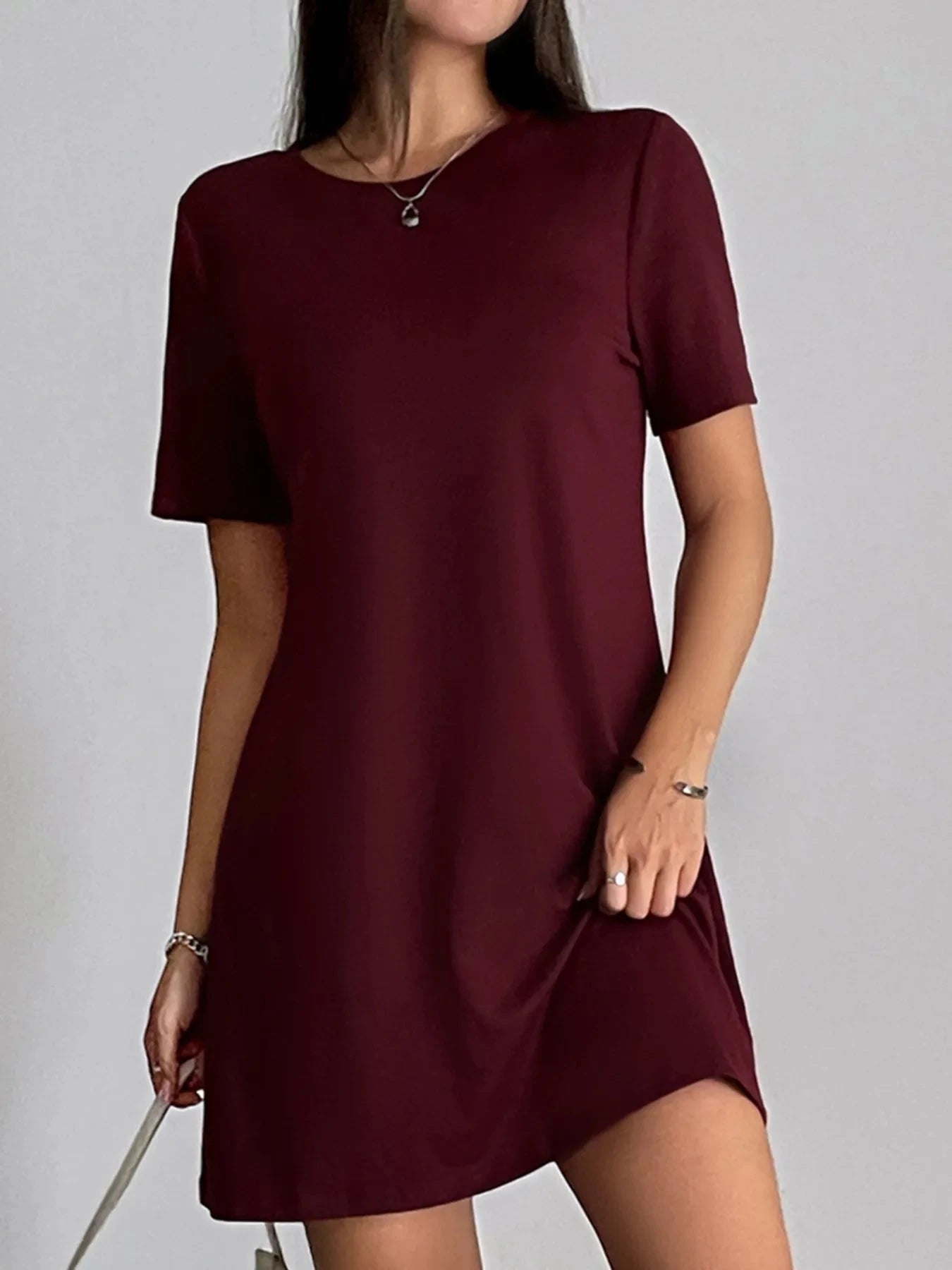 Round Neck Short Sleeve T-Shirt Dress