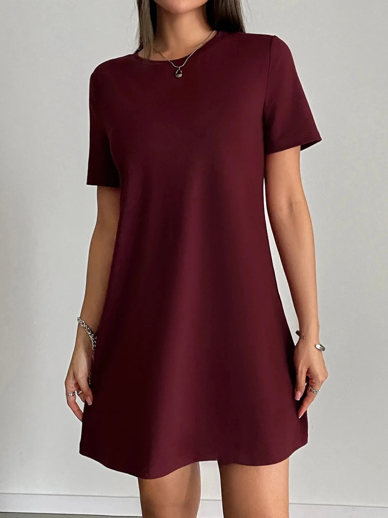 Round Neck Short Sleeve T-Shirt Dress