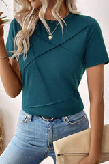 Round Neck Short Sleeve T-Shirt French Blue / S