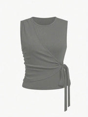 Round Neck Sleeveless Top and Pants Set