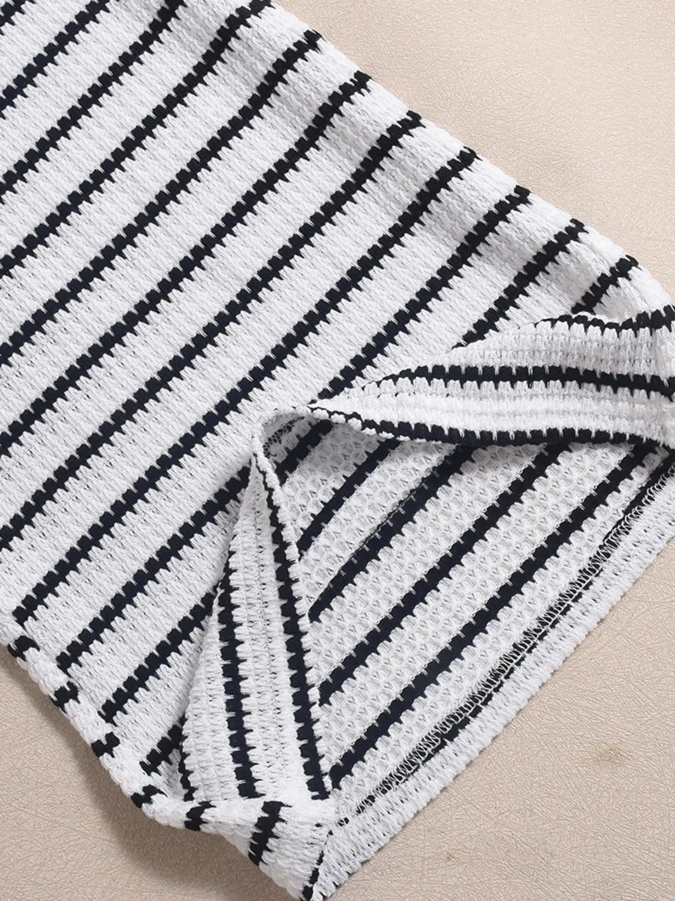 Round Neck Sleeveless Top and Striped Pants Set