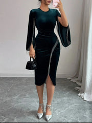 Round Neck Slit Sleeve Dress