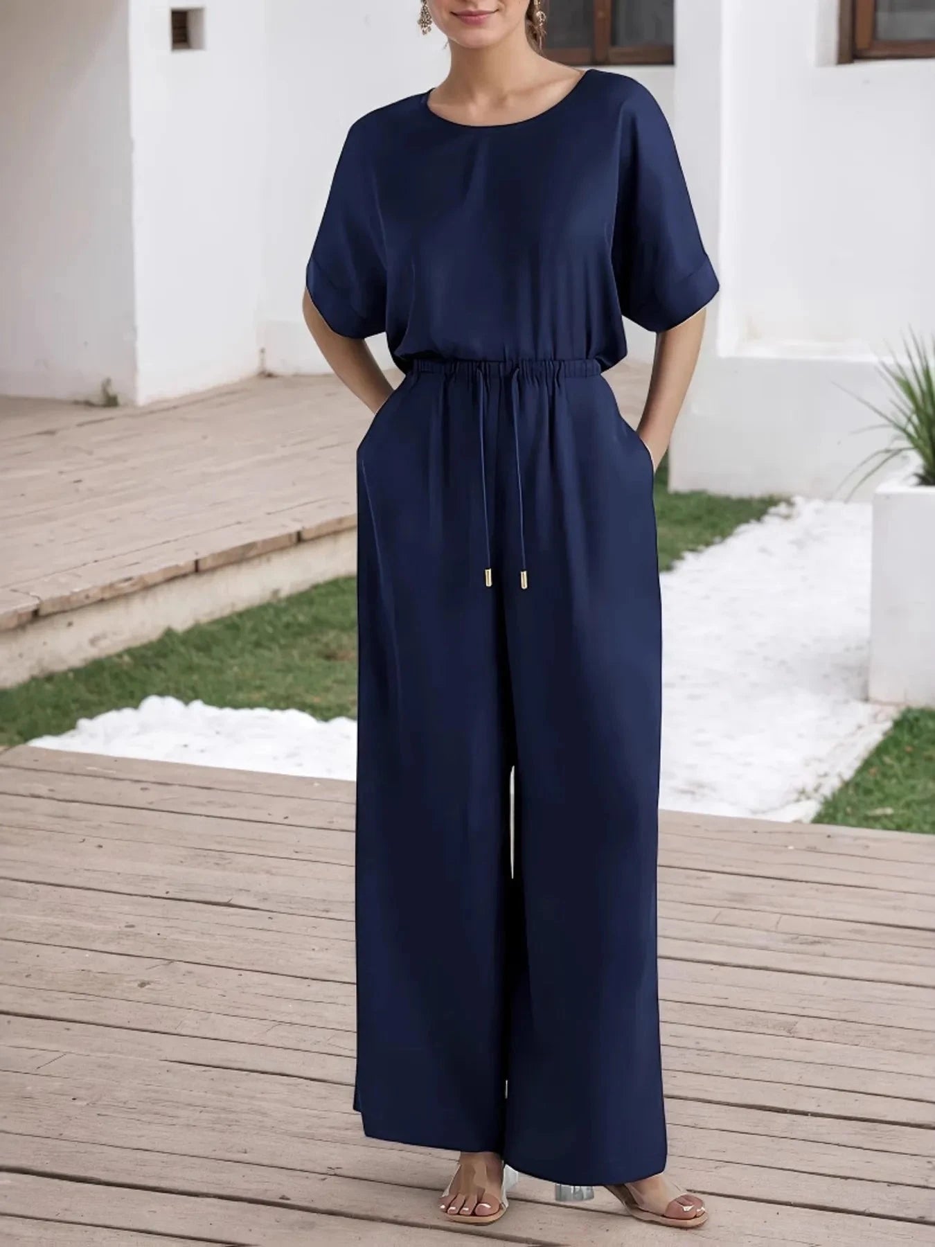 Round Neck Top and Pants Set