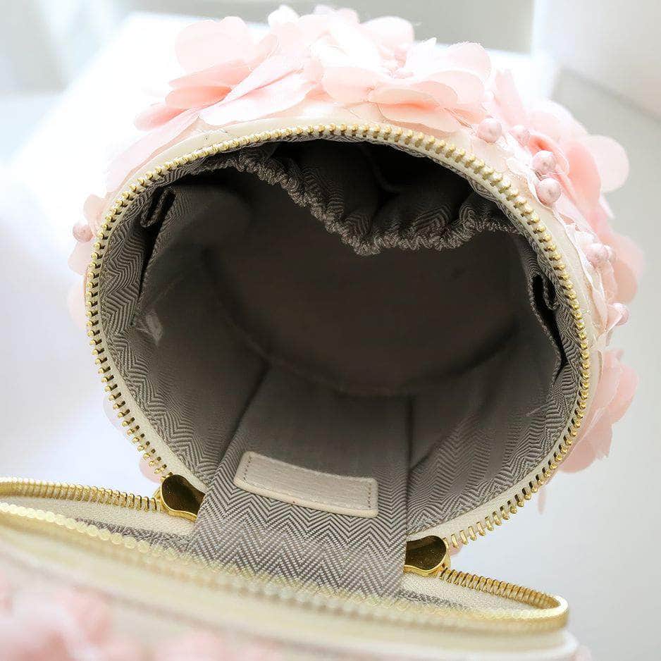 Ruched Handle Floral Patterned Mini Tote Bag Pink