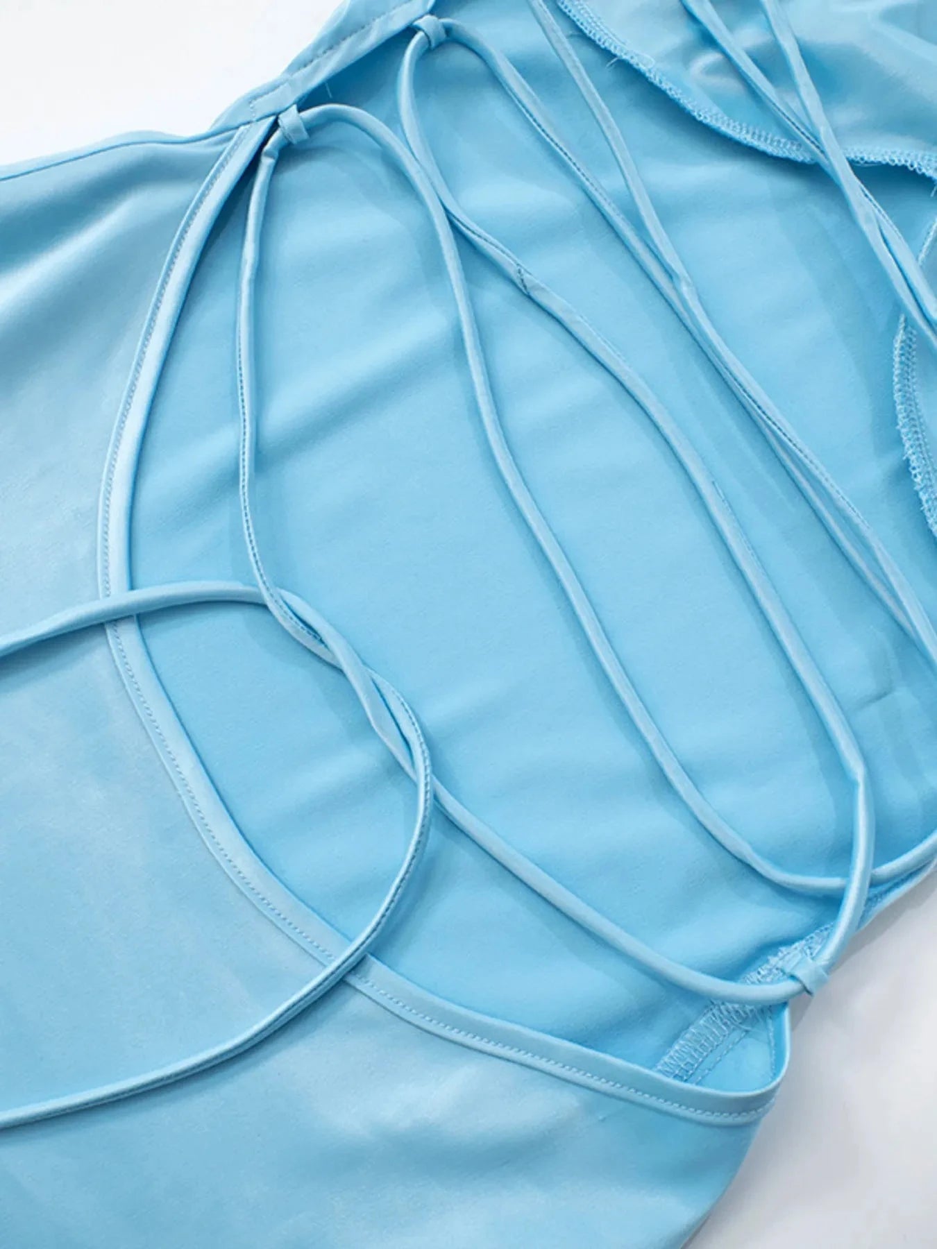 Ruched Lace Up Cami Mini Dress