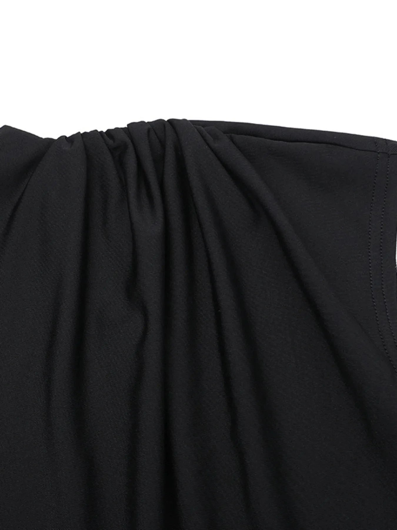 Ruched Slit Cap Sleeve Maxi Dress