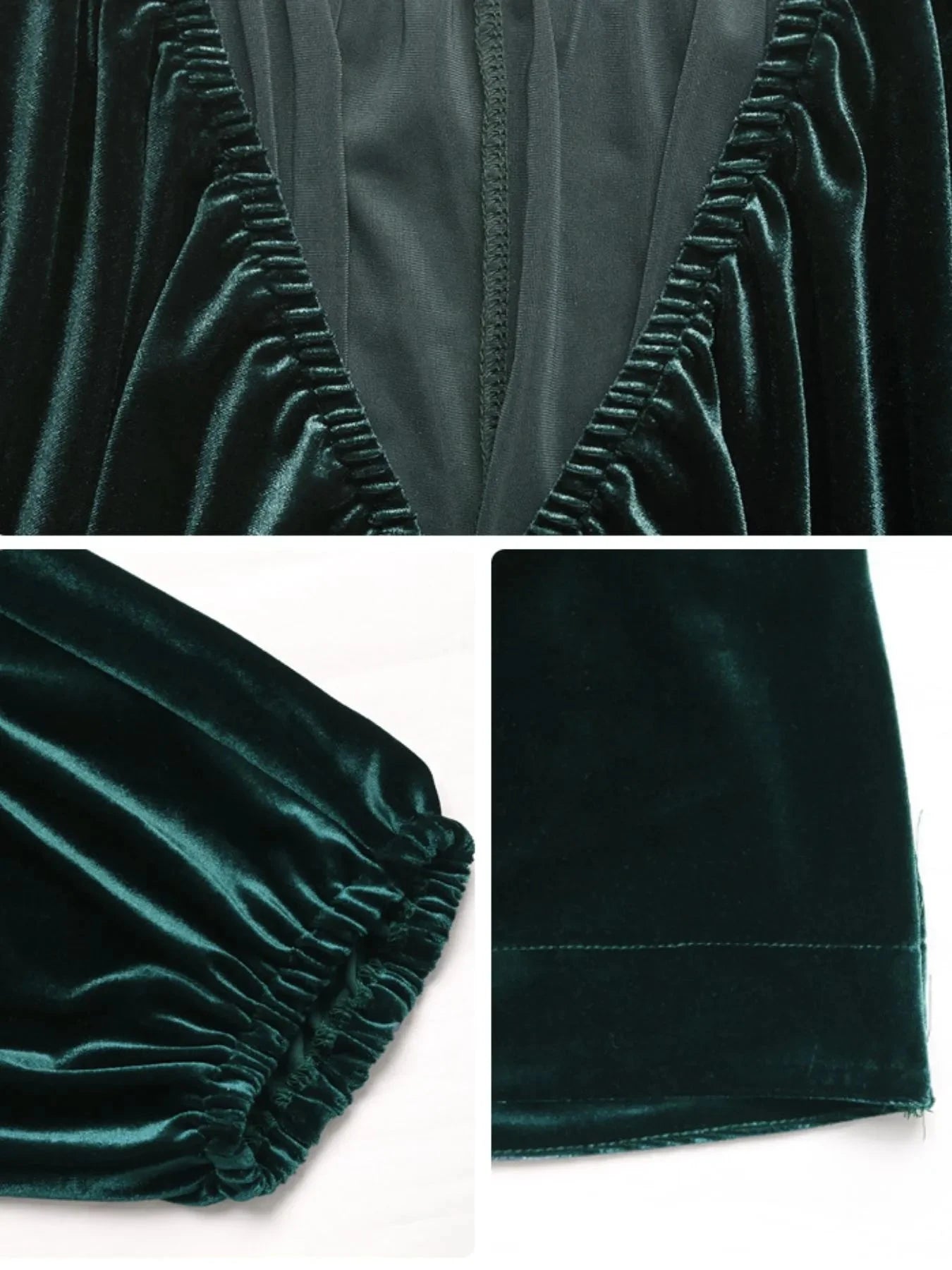 Ruched V-Neck Balloon Sleeve Dress