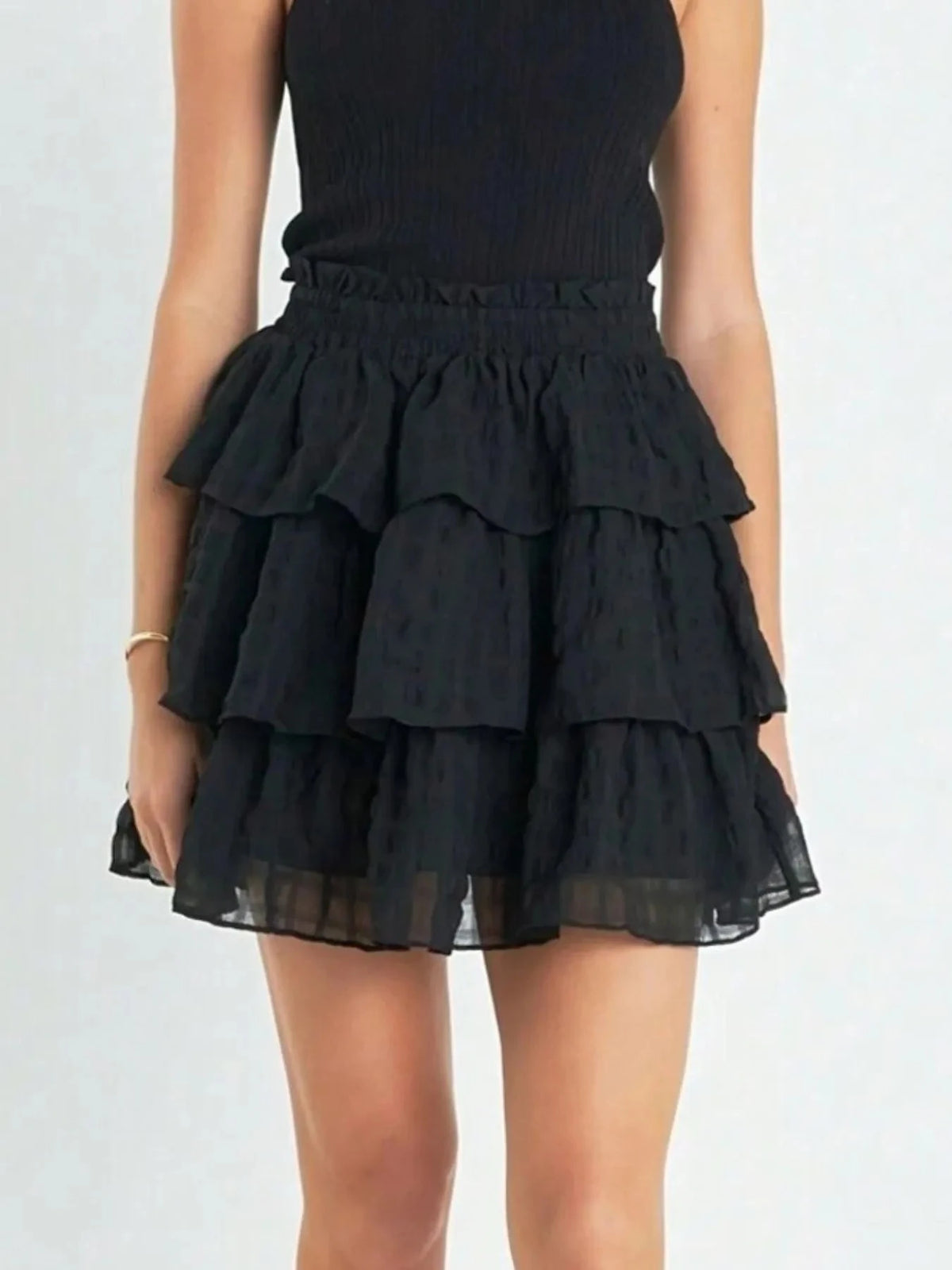 Ruffle Layered Mini Skirt Black / S