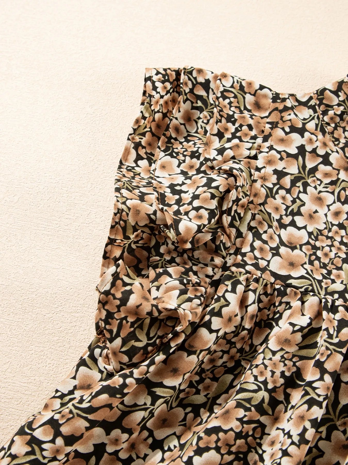 Ruffle Sleeve Notched Blouse