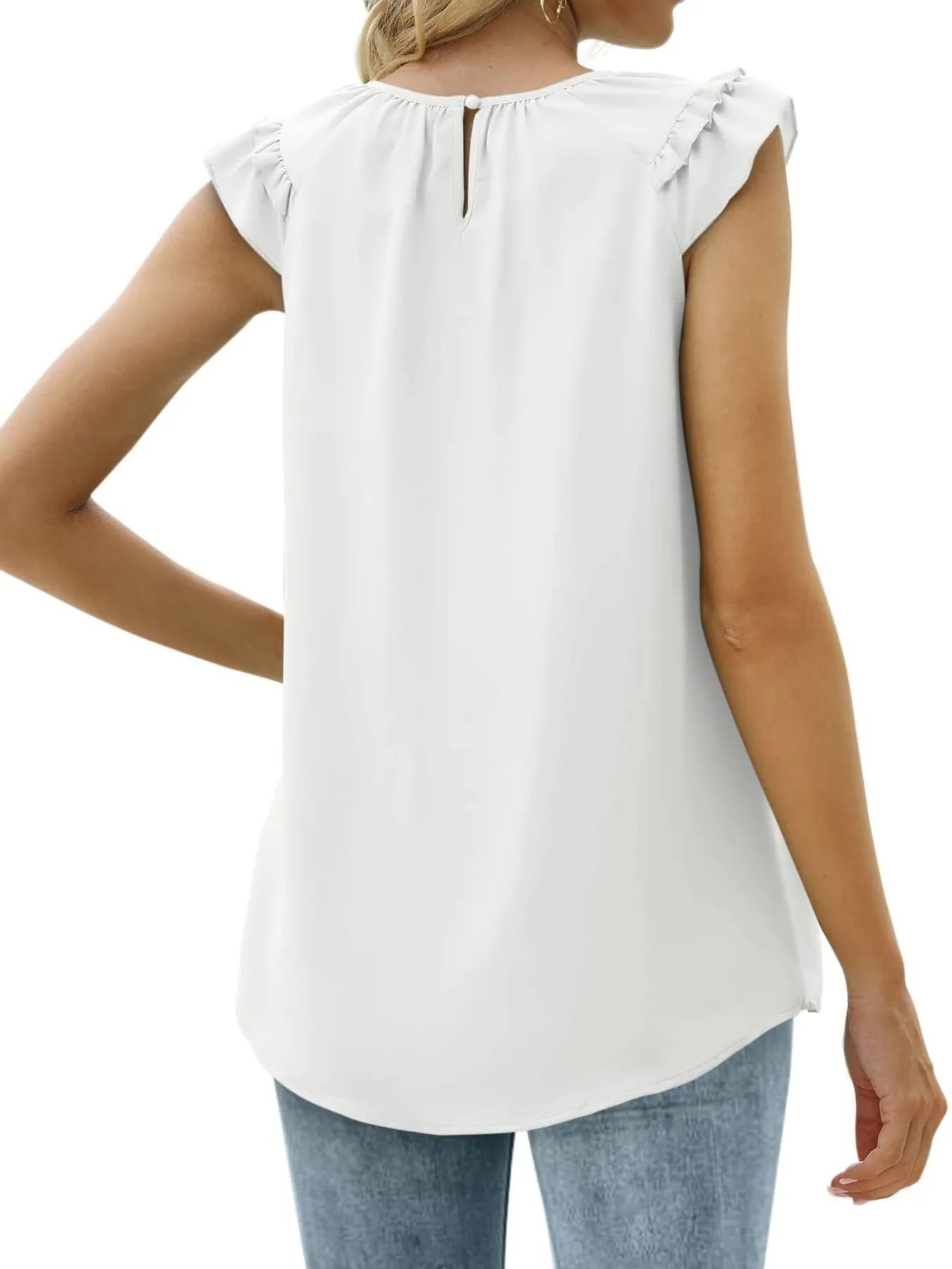Ruffle Trim Round Neck Blouse