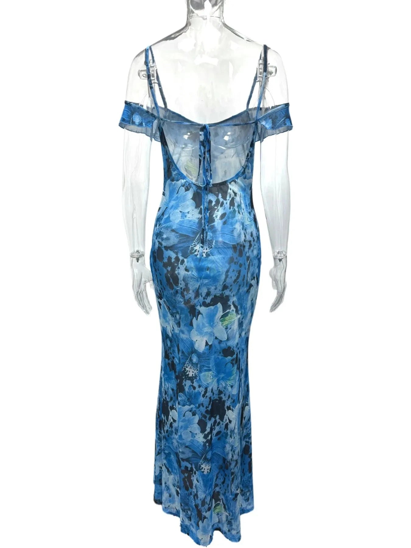 Ruffled Floral Print Maxi Dress