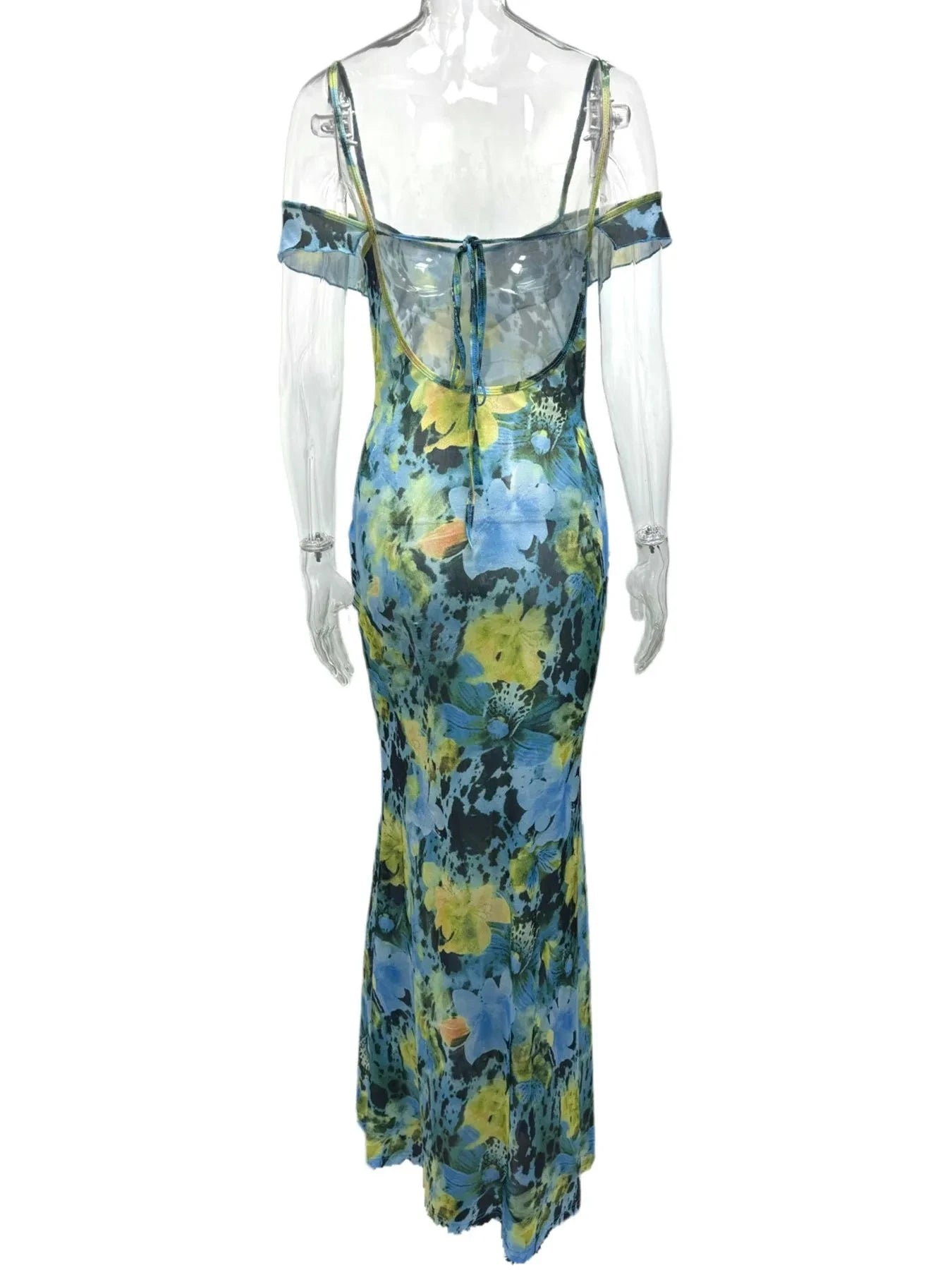 Ruffled Floral Print Maxi Dress