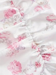 Ruffled Hem Floral Tie-Strap Mini Dress