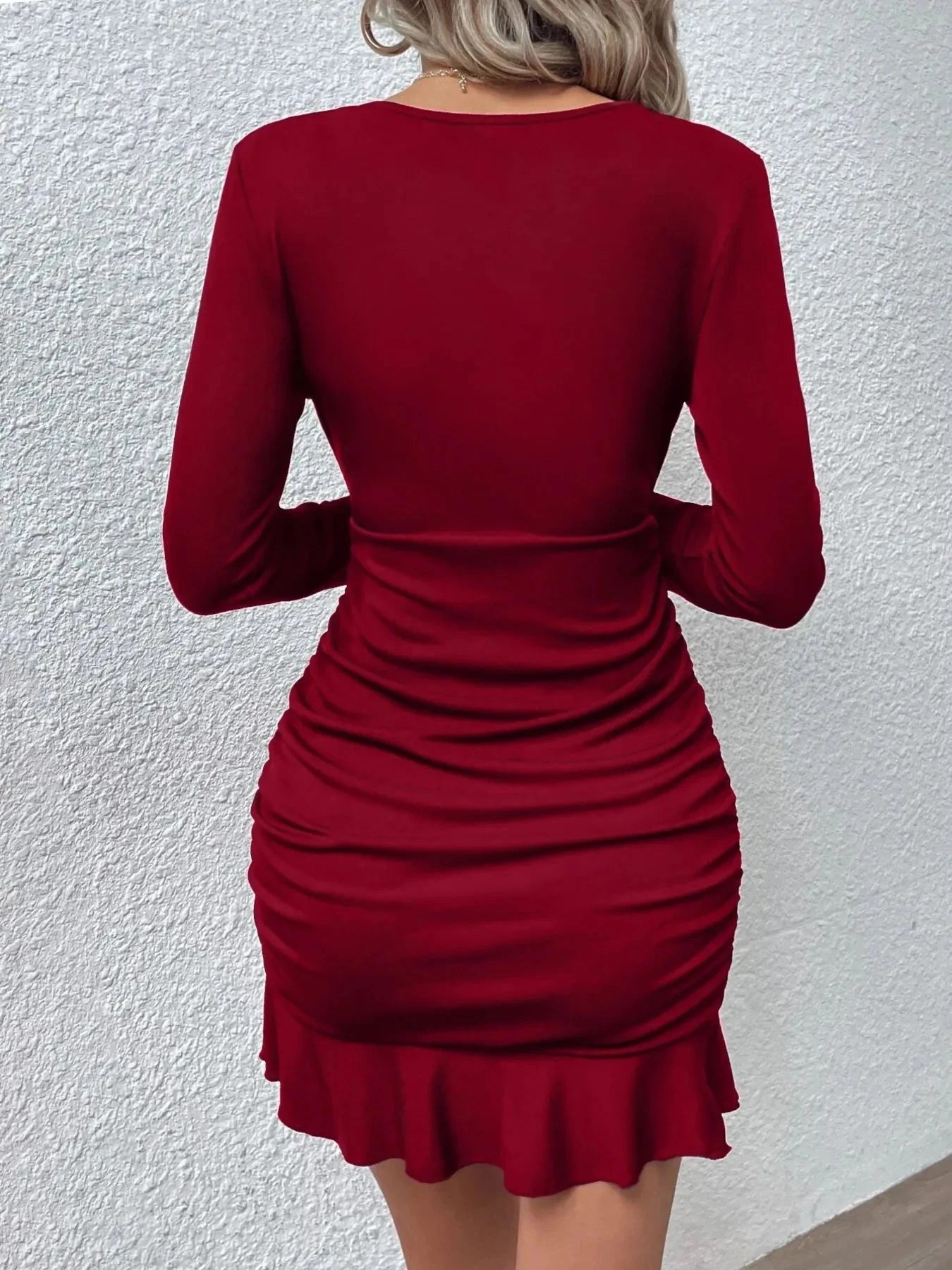 Ruffled Hem Long Sleeve Dress