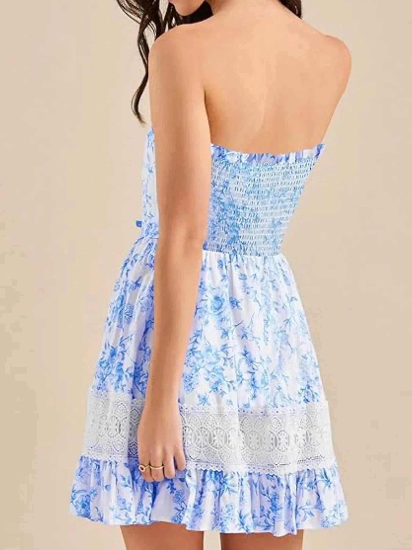 Ruffled Hem Printed Tube Dress