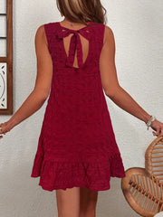 Ruffled Hem Sleeveless Mini Dress Red / S