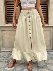 Ruffled Hem Slit Skirt