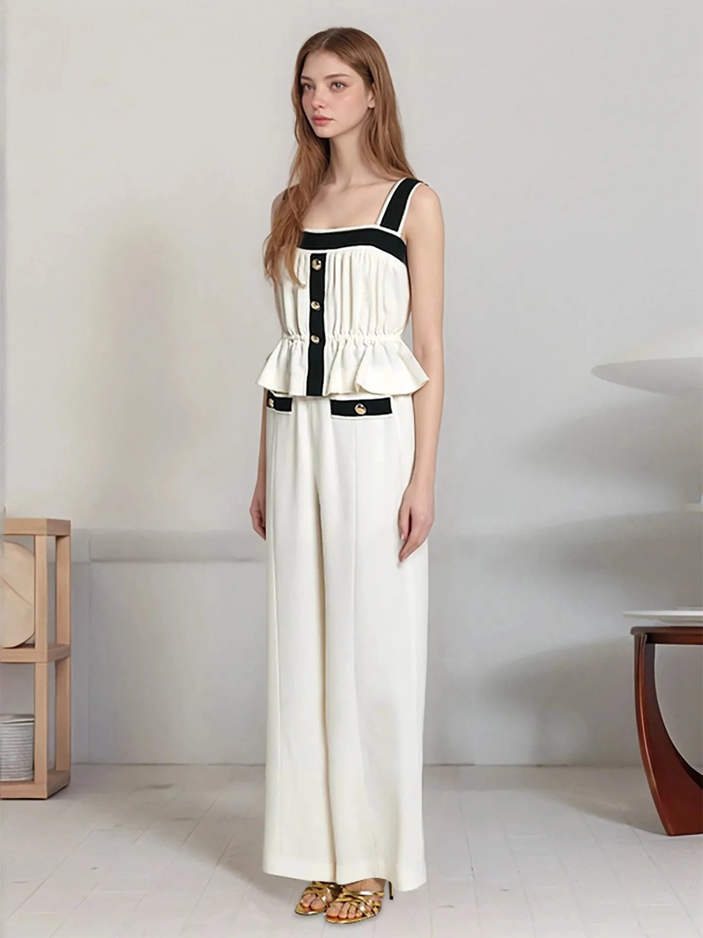 Ruffled Hem Tank and Pants Set