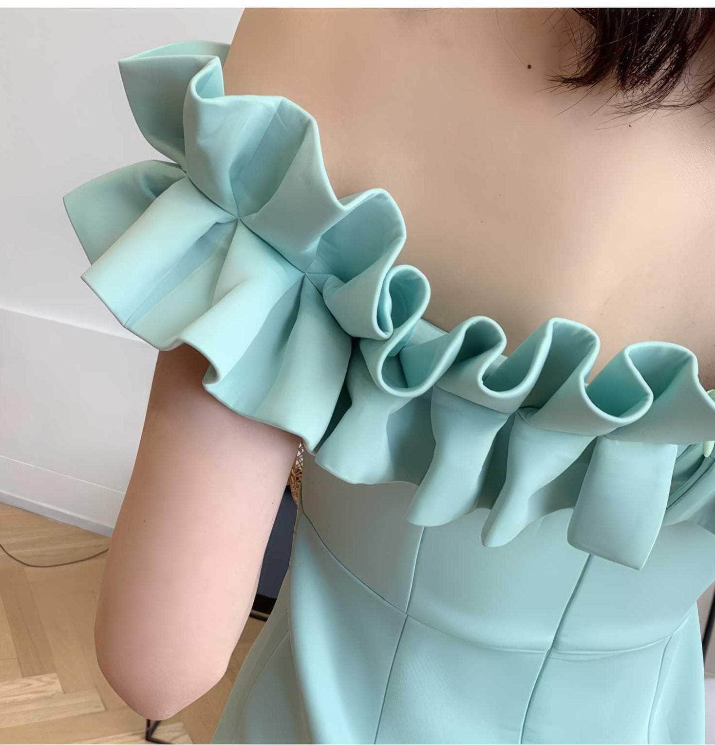 Ruffled Off-Shoulder Bodycon Midi Dress