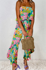 Ruffled Printed Tube Jumpsuit Floral / S
