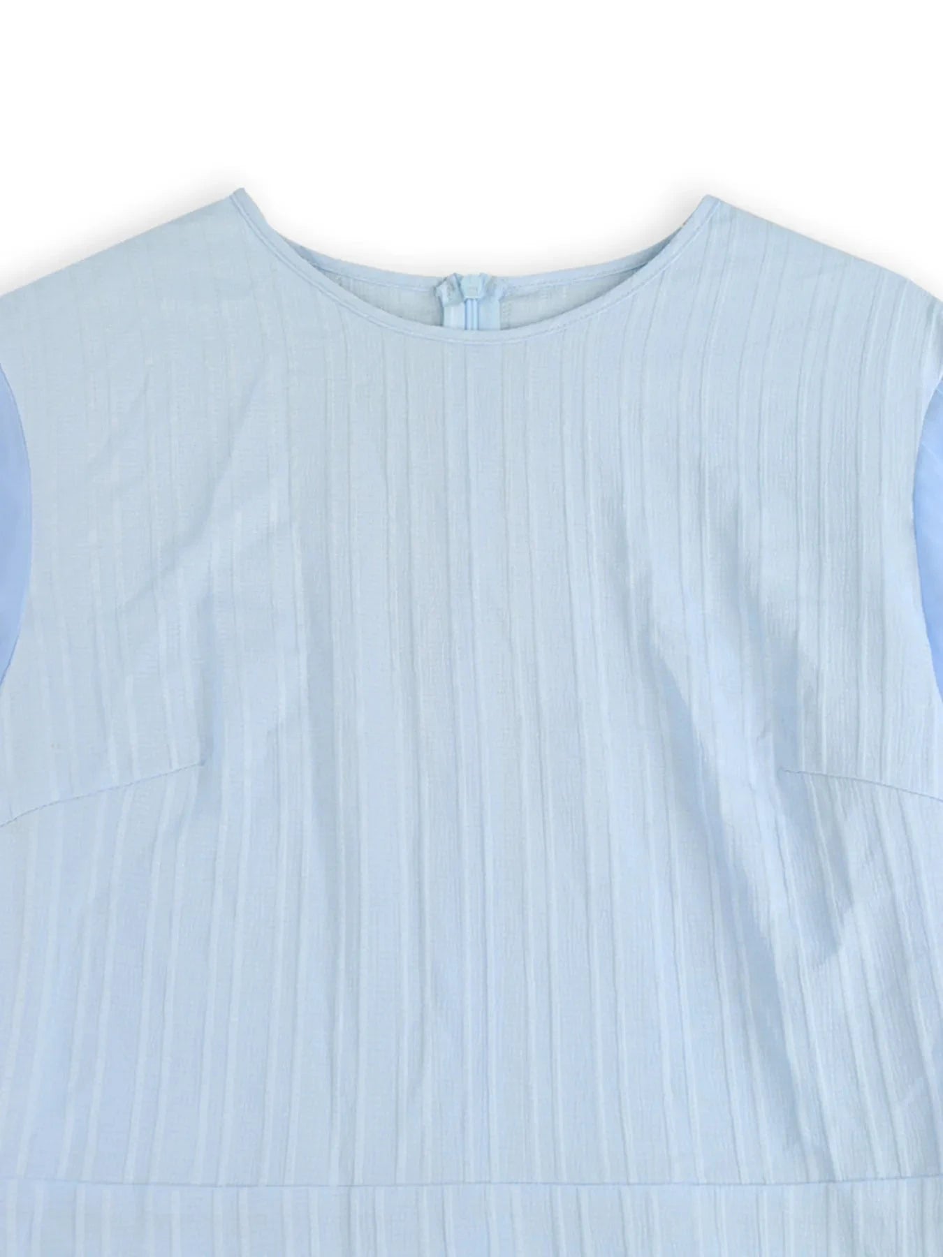 Ruffled Round Neck Flutter Sleeve Dress