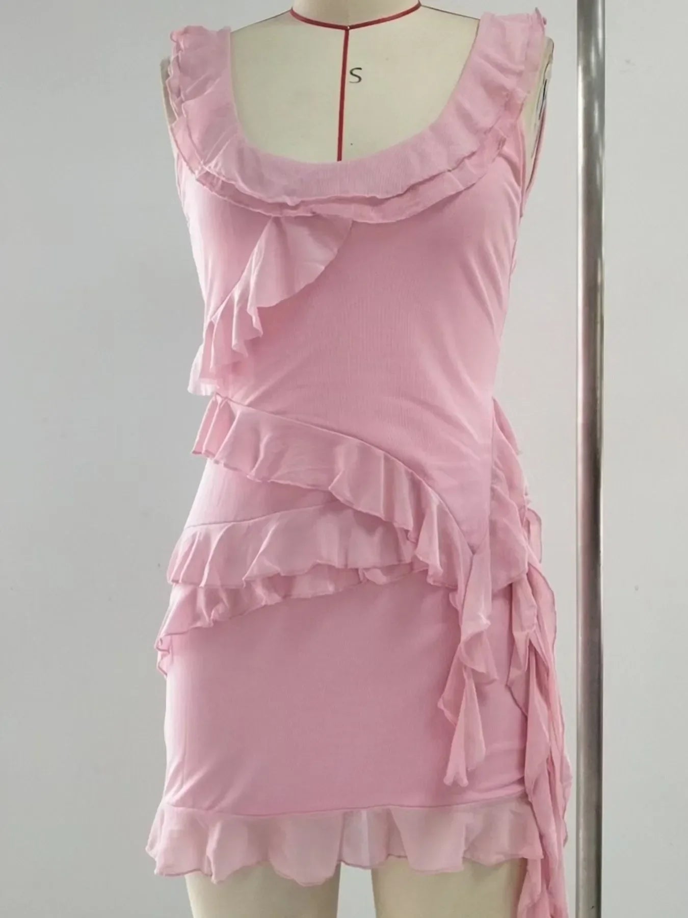 Ruffled Scoop Neck Tank and Skirt Set