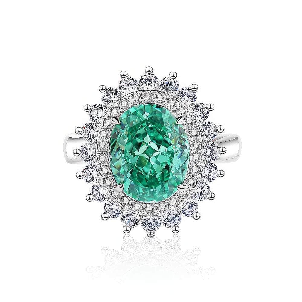 S925 Sterling Silver Prong-Setting Oval-Cut Lab Diamond Gemstone Ring