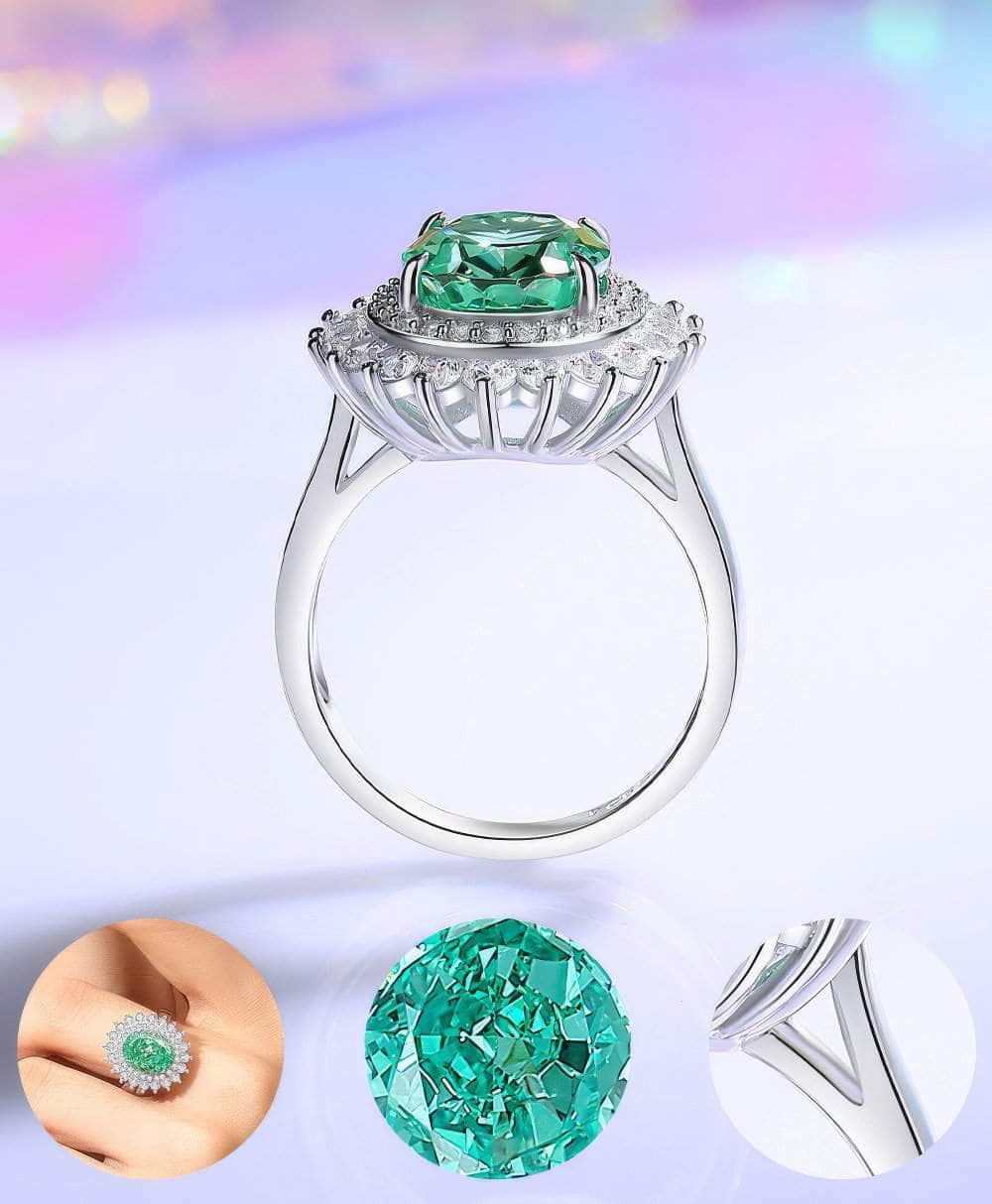 S925 Sterling Silver Prong-Setting Oval-Cut Lab Diamond Gemstone Ring