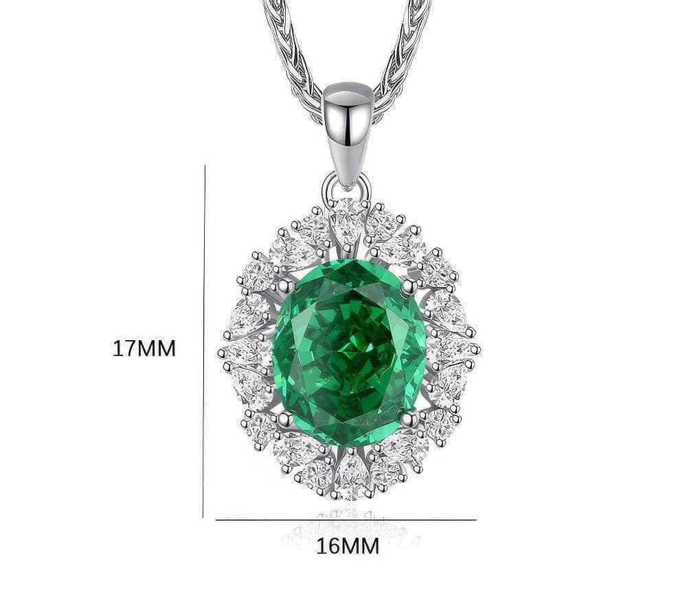 S925 Sterling Silver Ruby Pendant Lab-Generated Diamond Necklace