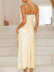 Satin Asymmetrical Midi Dress