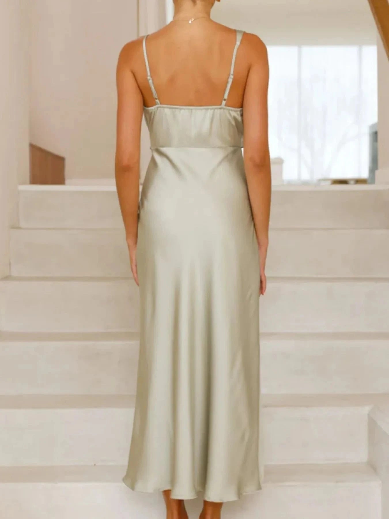 Satin Asymmetrical Midi Dress