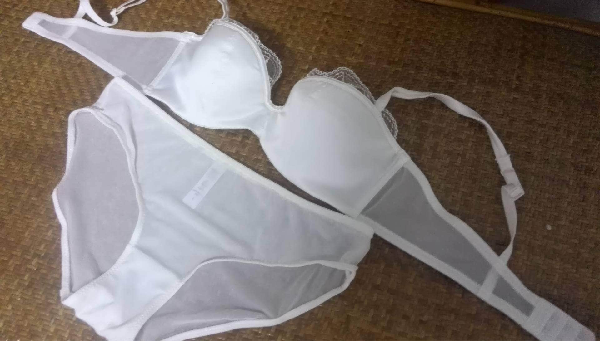 Satin Lace Embroidered Mesh Bra Panty Sets