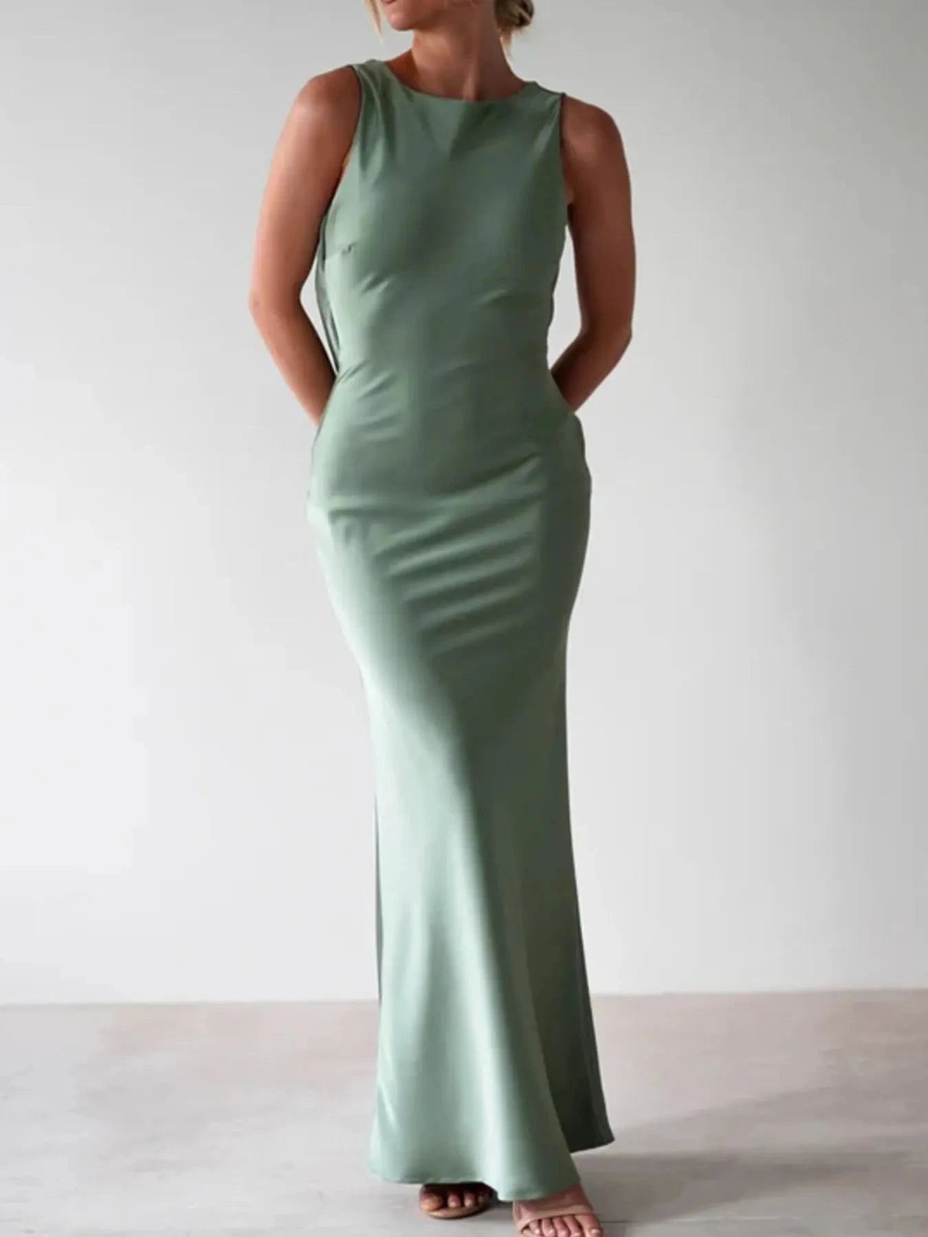 Satin Sleeveless Maxi Dress