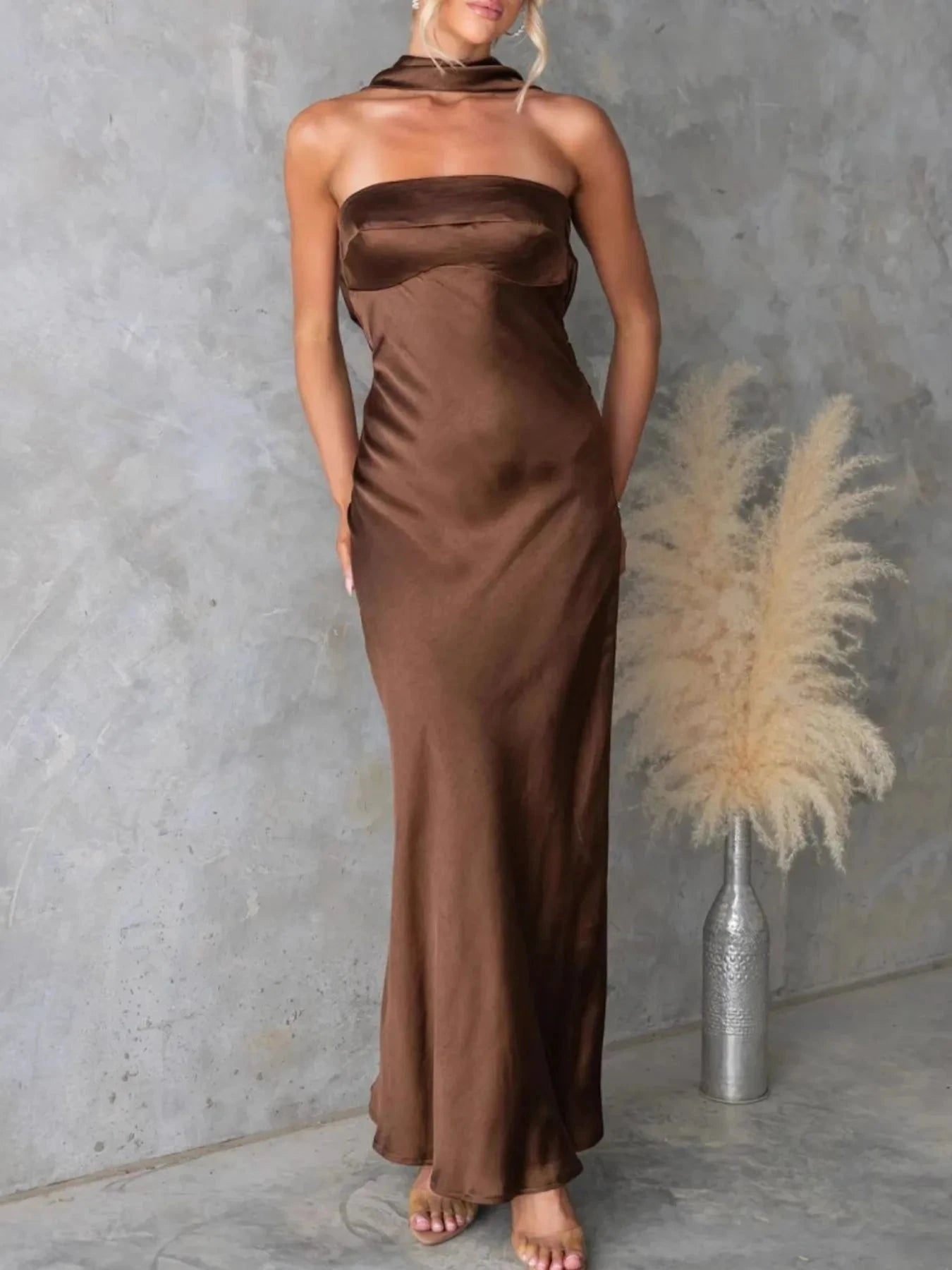 Satin Tube Maxi Dress