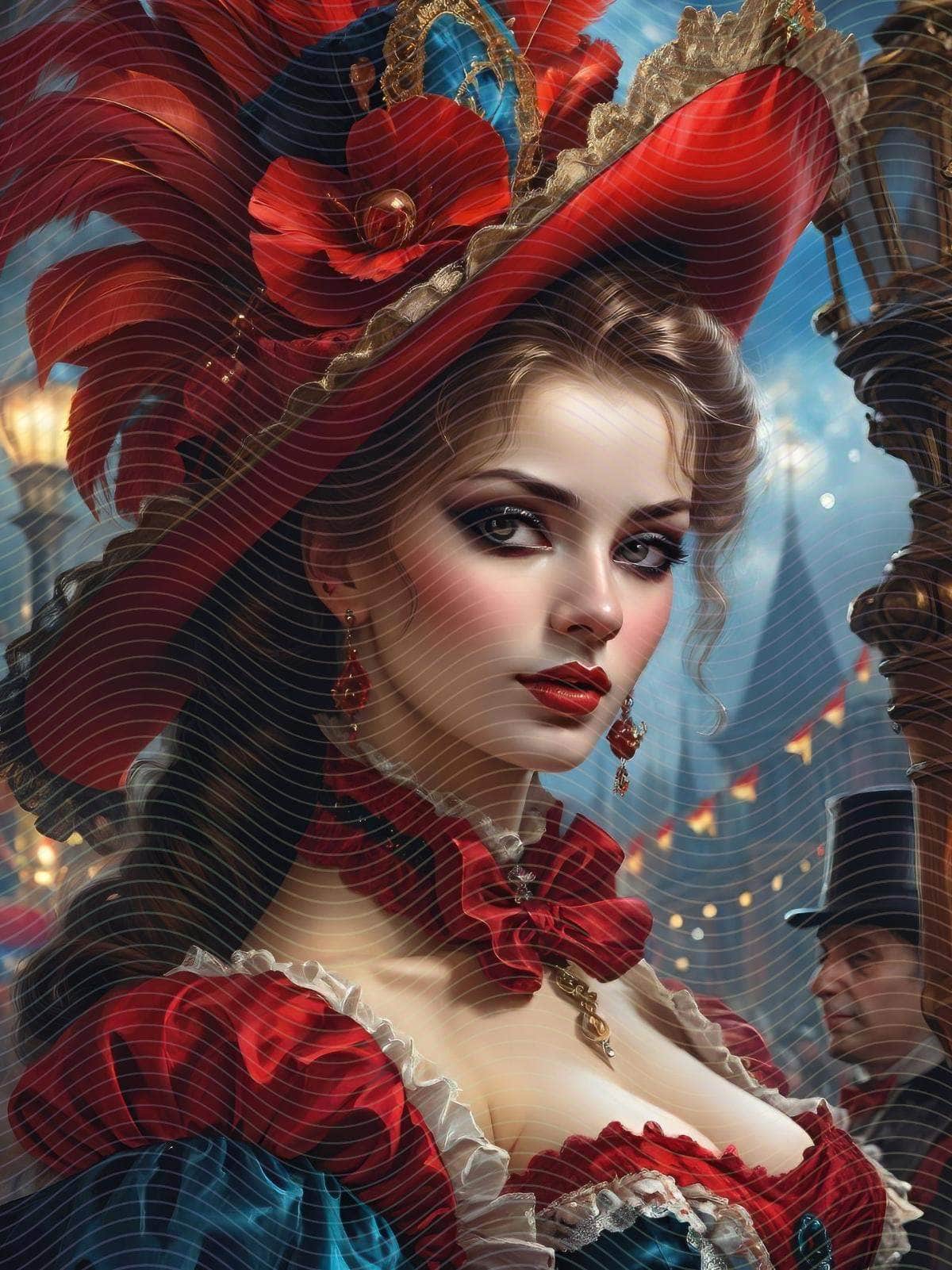 Scarlet Roses Victorian Woman