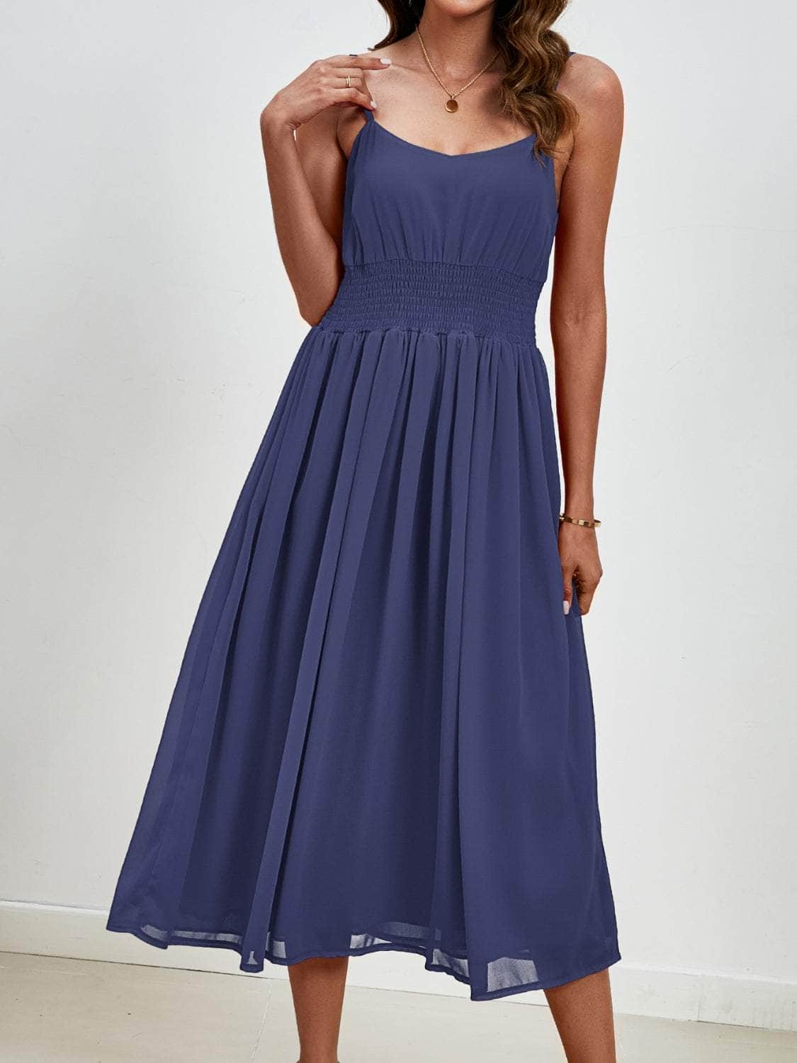 Scoop Neck Midi Cami Dress Dark Blue / S
