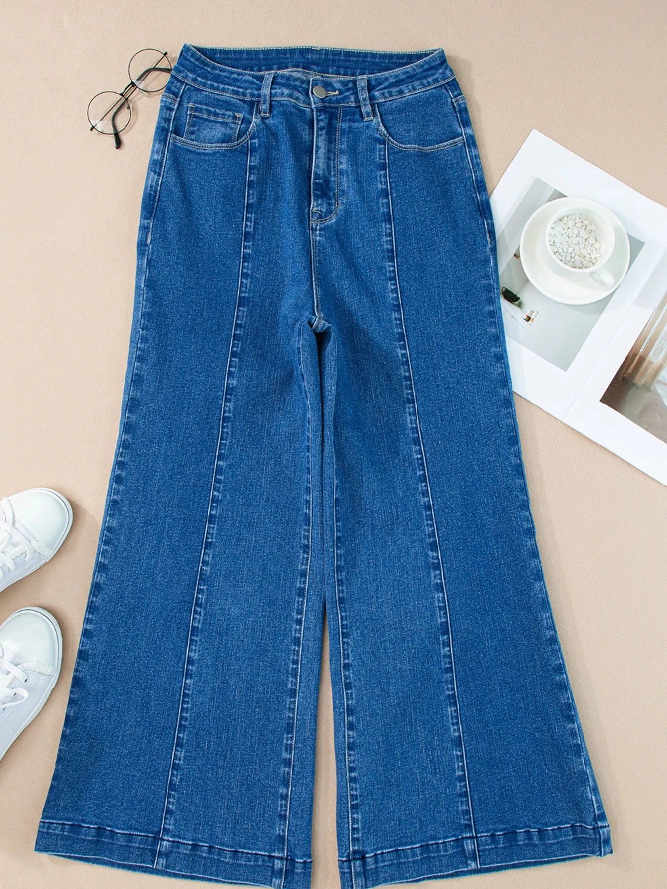Seam Detail Flared Bottom Ankle Length Jeans