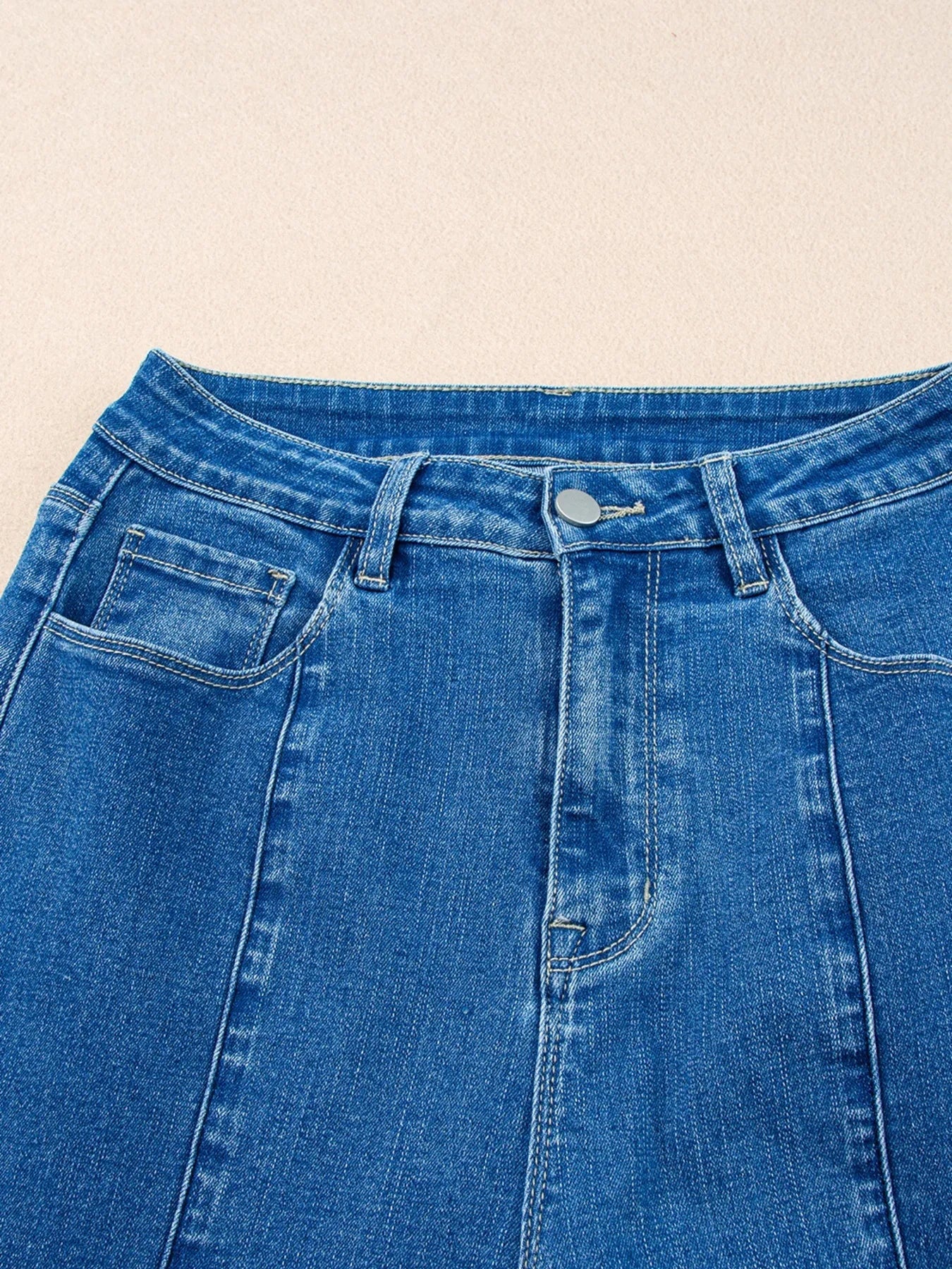 Seam Detail Flared Bottom Ankle Length Jeans