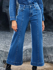 Seam Detail Flared Bottom Ankle Length Jeans
